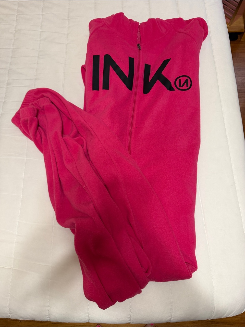 INK Pink Zip-Up Onesie with Black Logo